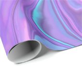 Papier Cadeau Metallic Iridescent Rainbow Pink Aqua Purple  (Coin rond)