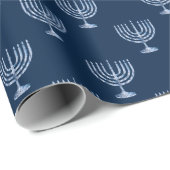 Papier Cadeau Métallique Filigree Menorah (Coin rond)