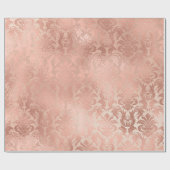 Papier Cadeau Métallurgique rose Or Poudre Royal Blush Damask (Plat)