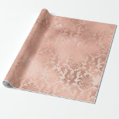 Papier Cadeau Métallurgique rose Or Poudre Royal Blush Damask (Déroulé)