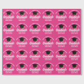 Papier Cadeau Mete Hot Pink Graduate personnalisée (Plat)