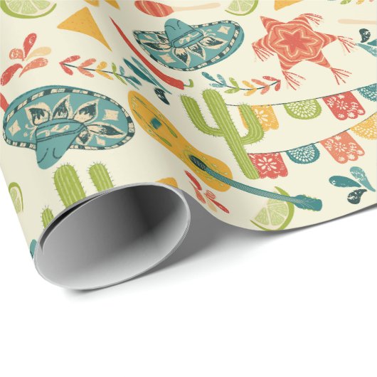 Papier Cadeau mexicaine Fiesta jote Patterned (Coin rond)