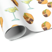 Papier Cadeau Mexicaine Fun Margarita Taco Mardi (Coin rond)