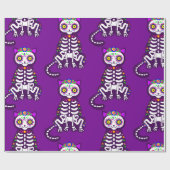 Papier Cadeau mexicaine halloween chat squelette folklore (Plat)