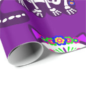 Papier Cadeau mexicaine halloween chat squelette folklore (Coin rond)