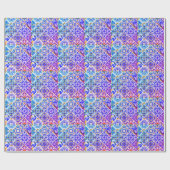 Papier Cadeau Mexicaine Sicilienne Méditerranée pourpre carreaux (Plat)