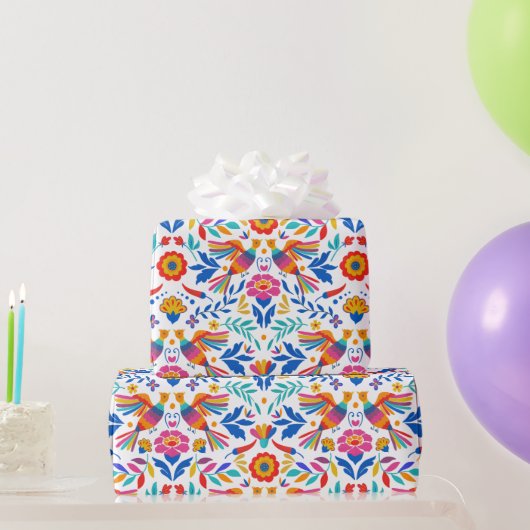 Papier Cadeau Mexican Folk Pattern Bird Floral Wrapping Paper (Cadeaux de fête)
