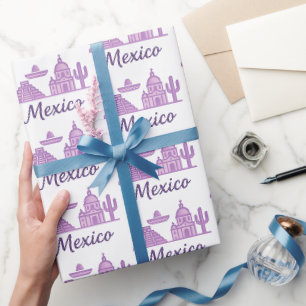 Papier Cadeau Mexique aquarelle  • Mexique art en ligne minimali