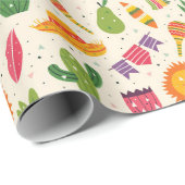 Papier Cadeau Mexique Fiesta Cactus (Coin rond)