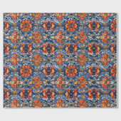 Papier Cadeau Mexique Talavera Carrelage Poterie Orange Bleu (Plat)