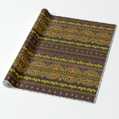 Papier Cadeau Mexique Tribal Brown Gold Green (Déroulé)