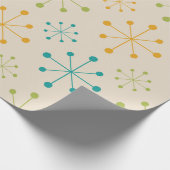 Papier Cadeau Mi-siècle Atomique Starburst Orange Vert Turquoise (Coin)