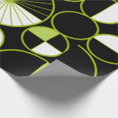 Papier Cadeau Mi-siècle Cercles modernes Moitié Chartreuse noire (Coin)