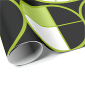 Papier Cadeau Mi-siècle Cercles modernes Moitié Chartreuse noire (Coin rond)