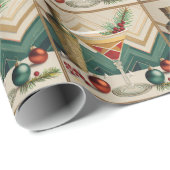 Papier Cadeau Mi-Siècle Cocktail de Noël Fête Happy Hour (Coin rond)