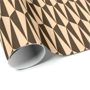 Papier Cadeau Mi-siècle géométrique, chocolat et pêche
