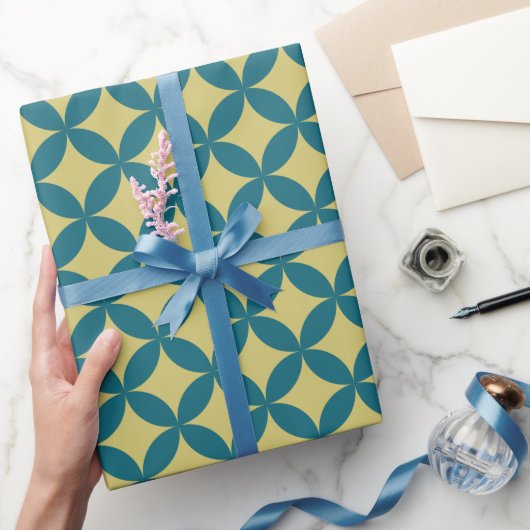 Papier Cadeau Mi-siècle Mod Géométrique Rétro Moderne Bleu Vert (Cadeaux)