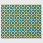 Papier Cadeau Mi-siècle Mod Géométrique Rétro Moderne Bleu Vert (Plat)