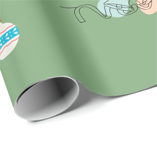 Papier Cadeau Mi-siècle moderne Atomique Chat Noël (Coin rond)