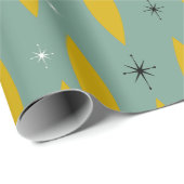 Papier Cadeau Mi-siècle moderne Diamants atomiques étoiles Or Tu (Coin rond)