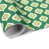 Papier Cadeau Mi-siècle moderne Géométrique Vert Noël (Coin rond)