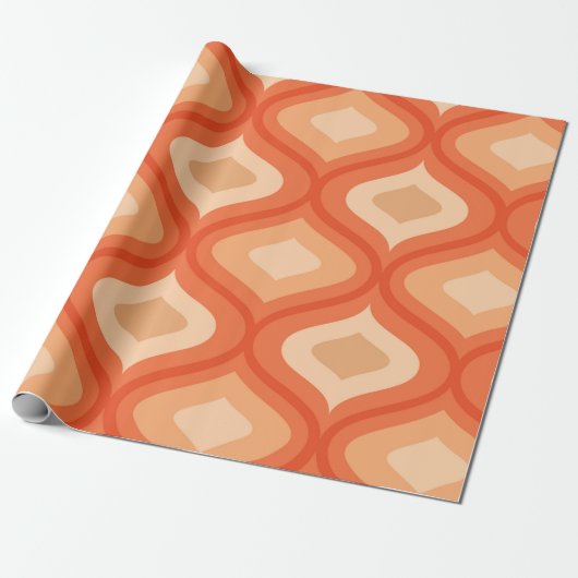 Papier Cadeau Mi-siècle moderne orange et beige (Déroulé)