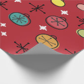 Papier Cadeau Mi-siècle Moderne Rétro Art de Noël Rouge (Coin)