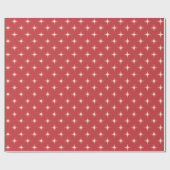 Papier Cadeau Mi-siècle Moderne Retro Dark Red étoiles Atomique (Plat)