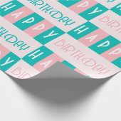 Papier Cadeau Mi-Siècle Moderne Rétro Joyeux Anniversaire Rose b (Coin)