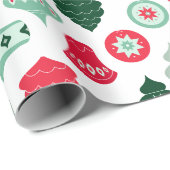 Papier Cadeau Mi-siècle Moderne Rétro ornements de Noël (Coin rond)