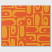 Papier Cadeau Mi-siècle Moderne Rétro Piquet Orange Jaune (Plat)