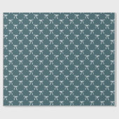 Papier Cadeau Mi-siècle Moderne Rétro Turquoise Bleu Bow Noël (Plat)