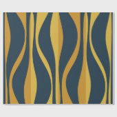 Papier Cadeau Mi-siècle moderne Salon Marine Motif de moutarde (Plat)