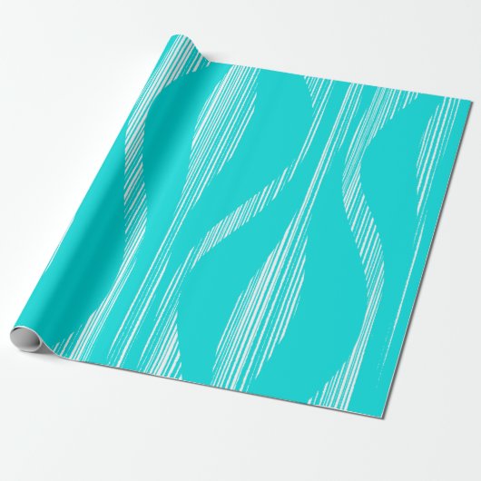Papier Cadeau Mi-siècle Moderne Salon Motif Turquoise (Déroulé)