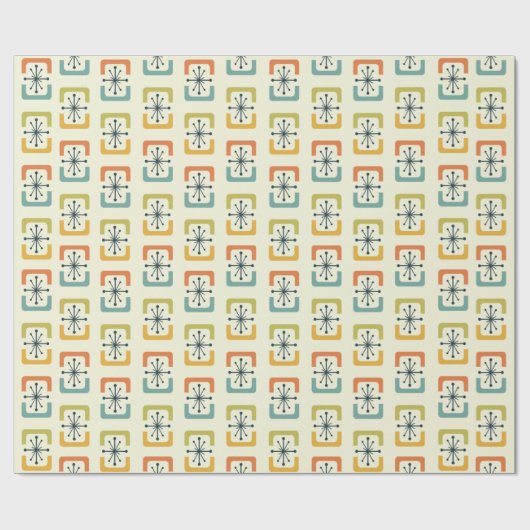 Papier Cadeau Mi-Siècle Moderne Starburst Coques (Plat)