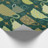 Papier Cadeau Mi-siècle moderne teacup vert foncé (Coin)