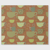 Papier Cadeau Mi-Siècle Moderne Terracotta Teacup Brown (Plat)