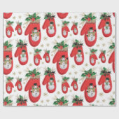 Papier Cadeau Mi-siècle Noël Mittens (Plat)