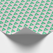 Papier Cadeau Mi-siècle Noël rose et vert triangles (Coin)