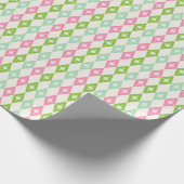 Papier Cadeau Mi-siècle Noël rose pâle et diamant vert (Coin)