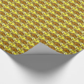 Papier Cadeau Mi-siècle Poisson moderne, or et brun (Coin)