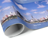Papier Cadeau Miami, Floride Skyline (Coin rond)