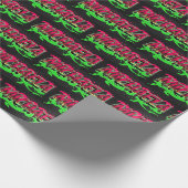 Papier Cadeau Michaela prénom nom Graffiti rouge vert (Coin)
