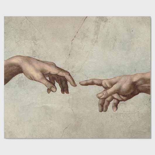Papier Cadeau Michaelangelo mains création adam dieu (Plat)