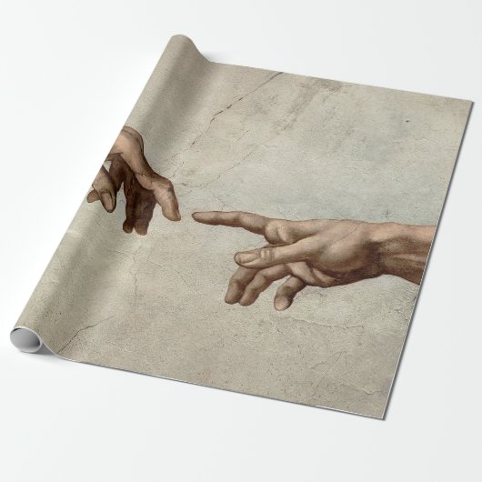 Papier Cadeau Michaelangelo mains création adam dieu (Déroulé)