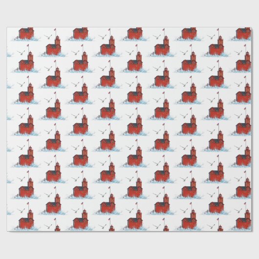 Papier Cadeau Michigan Big Red Lighthouse (Plat)