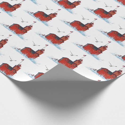 Papier Cadeau Michigan Big Red Lighthouse (Coin)