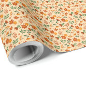Papier Cadeau Micro Autumnal Flower and Leaf Pattern Gift Wrap (Coin rond)