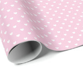 Papier Cadeau Micro cœurs blancs - Rose clair (Coin rond)