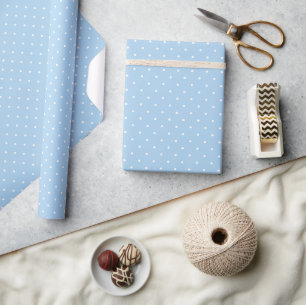 Papier Cadeau Micro pois blanc - Bleu bébé